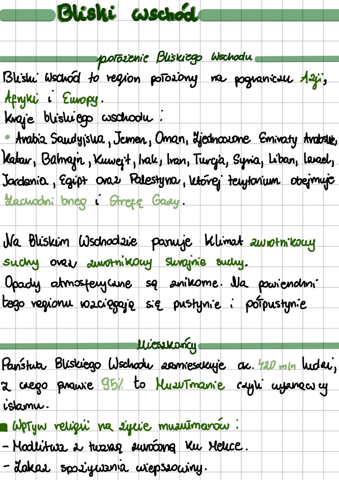 # Bliski wschód
porożenie Bliskiego Wschodu.
Blishi Wschód to region położony na pograniczu Azji,
Afnjki i Europy.
kraje bliskiego wschod