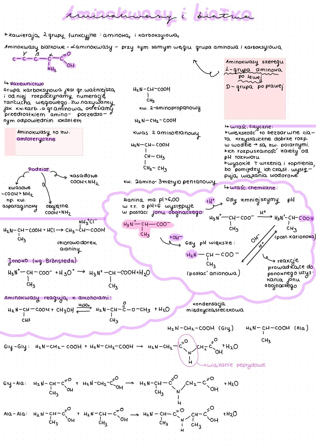 # aminanwany i biatha
▷ zawieraja, 2 grupy funkcyjne aminowa, i karboksyiowar
Aminokwasy biatkowe - Laminokwasy przy tym samym węgiu grupa