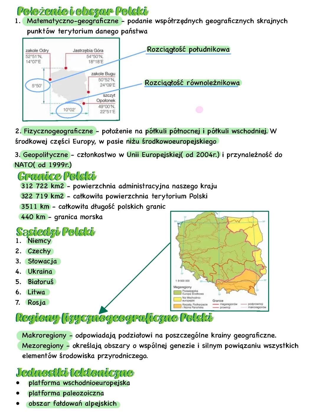 Notatki z działu ZRÓŻNICOWANIE ŚRODOWISKA PRZYRODNICZEGO POLSKI z podręcznika Oblicza geografii 3