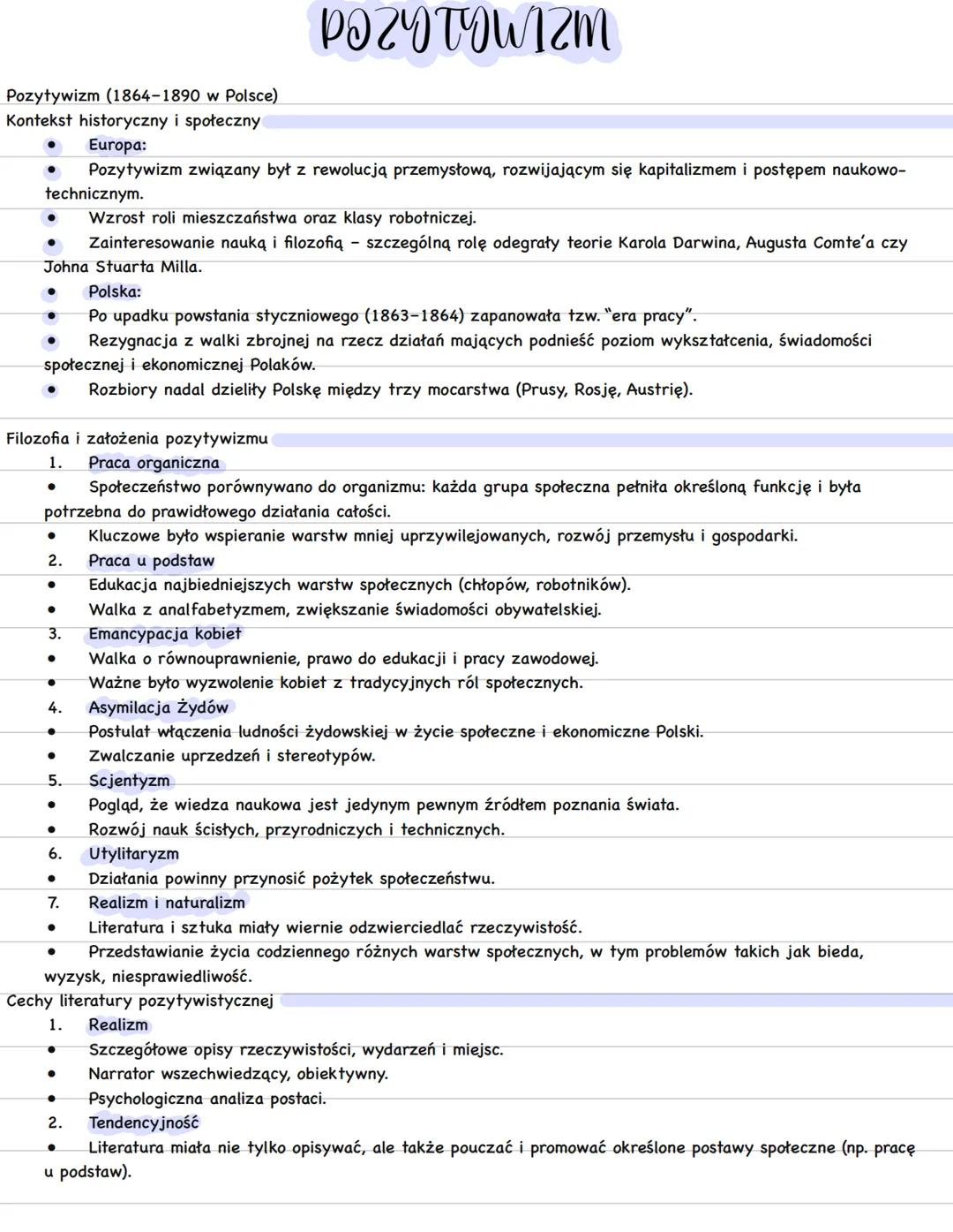 # POZYTOWIZM
Pozytywizm (1864-1890 w Polsce)
Kontekst historyczny i społeczny
* Europa:
* Pozytywizm związany był z rewolucją przemy