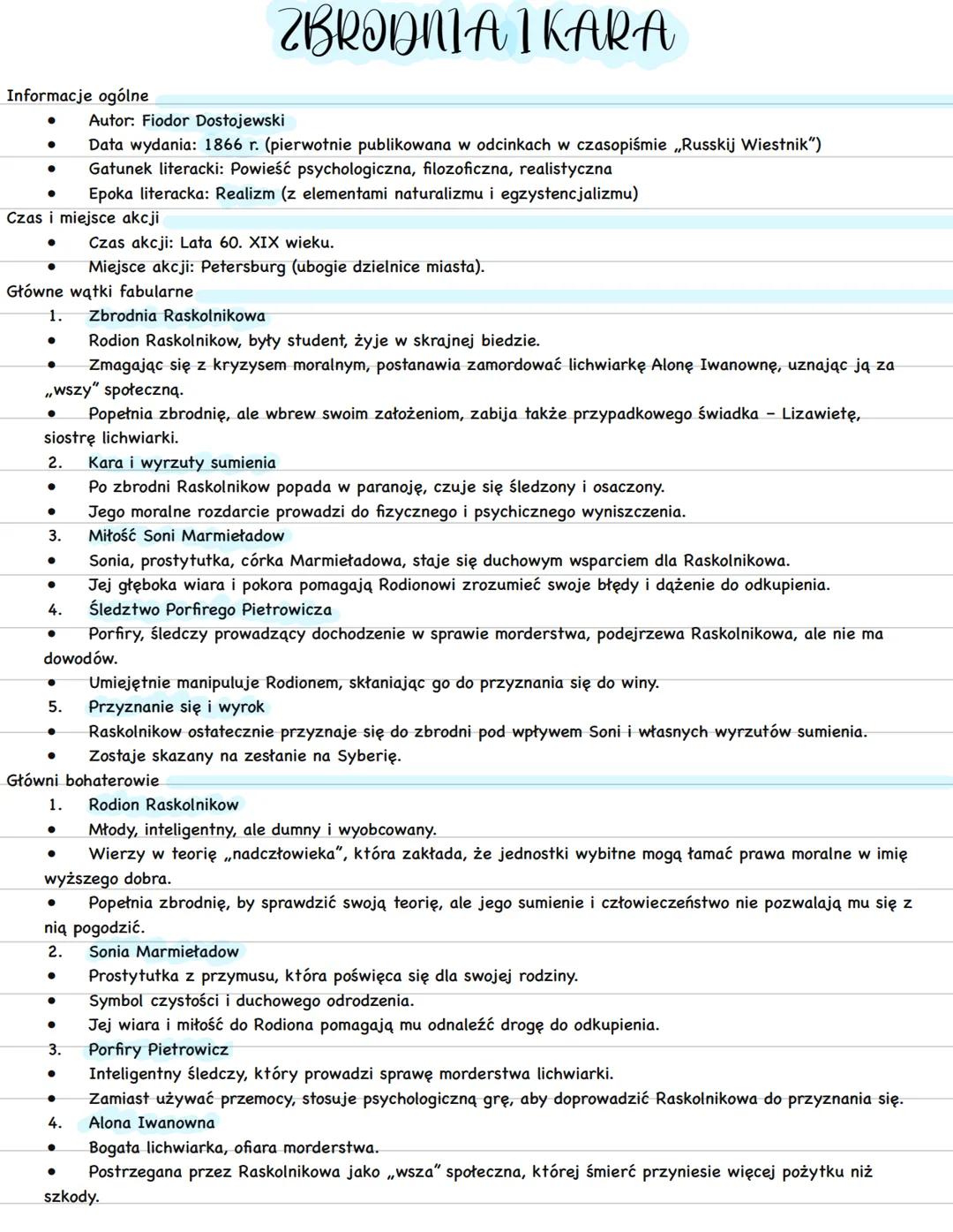ZBRODNIA IKARA
Informacje ogólne
•
•
Autor: Fiodor Dostojewski
Data wydania: 1866 r. (pierwotnie publikowana w odcinkach w czasopiśmie „Russ