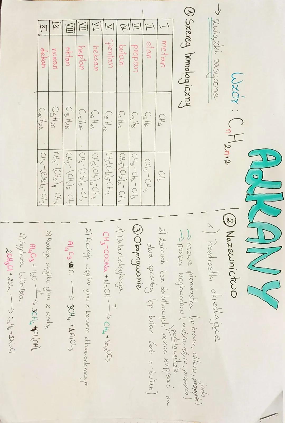 5) Synteza krzyżowa Würtza
$3CH_3Cl + 3CH_3CH_2Cl + 6Na \rightarrow C_6H_{14} + 6NaCl$
@Reakcja spalania
1) Całkowite
$CH_4 + 2O_2 \righ