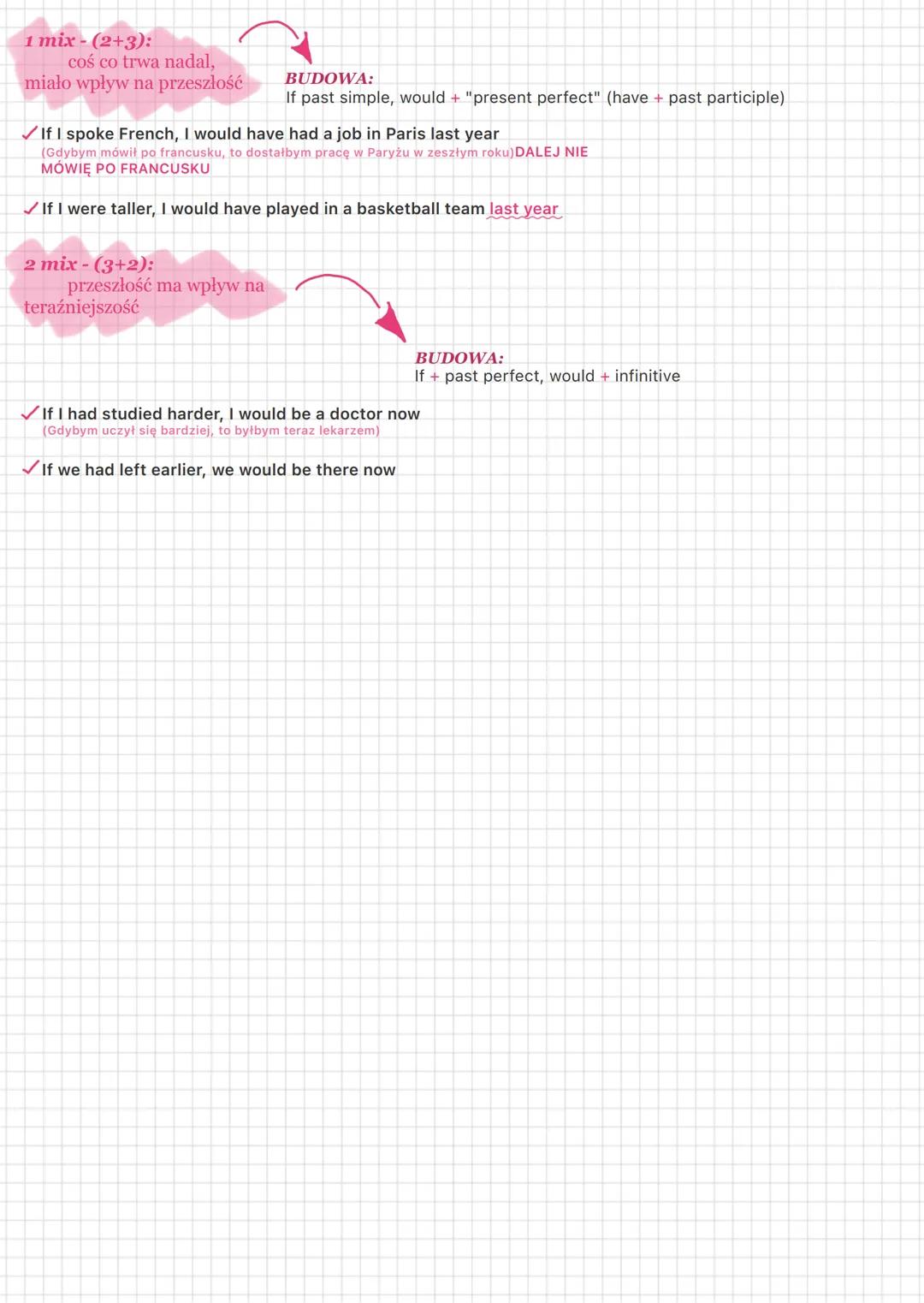CONDITIONALS
Zero- always true:
fakty, prawdy ogólne
If it rains, I always take an umbrella
(Jeśli pada deszcz, zawsze biorę parasolkę)
X If