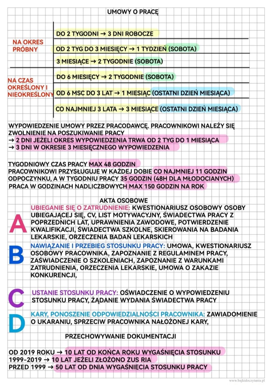UMOWY O PRACĘ
NA OKRES
PRÓBNY
NA CZAS
OKREŚLONY I
DO 2 TYGODNI → 3 DNI ROBOCZE
OD 2 TYG DO 3 MIESIĘCY → 1 TYDZIEŃ (SOBOTA)
3 MIESIĄCE 2 TYGO