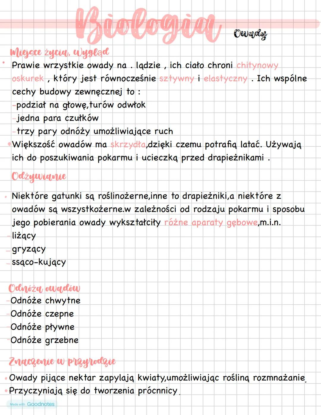# Biologia caves
Miejsce życiu, Wygląd
* Prawie wrzystkie owady na . lądzie, ich ciało chroni chitynowy
oskurek, który jest równocześnie