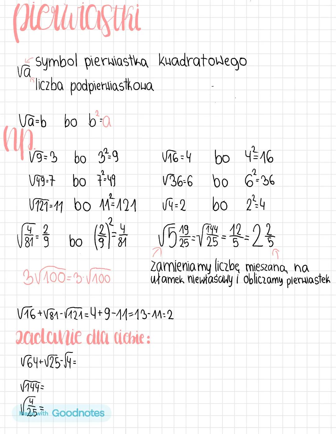 Pierwiastki kwadratowe