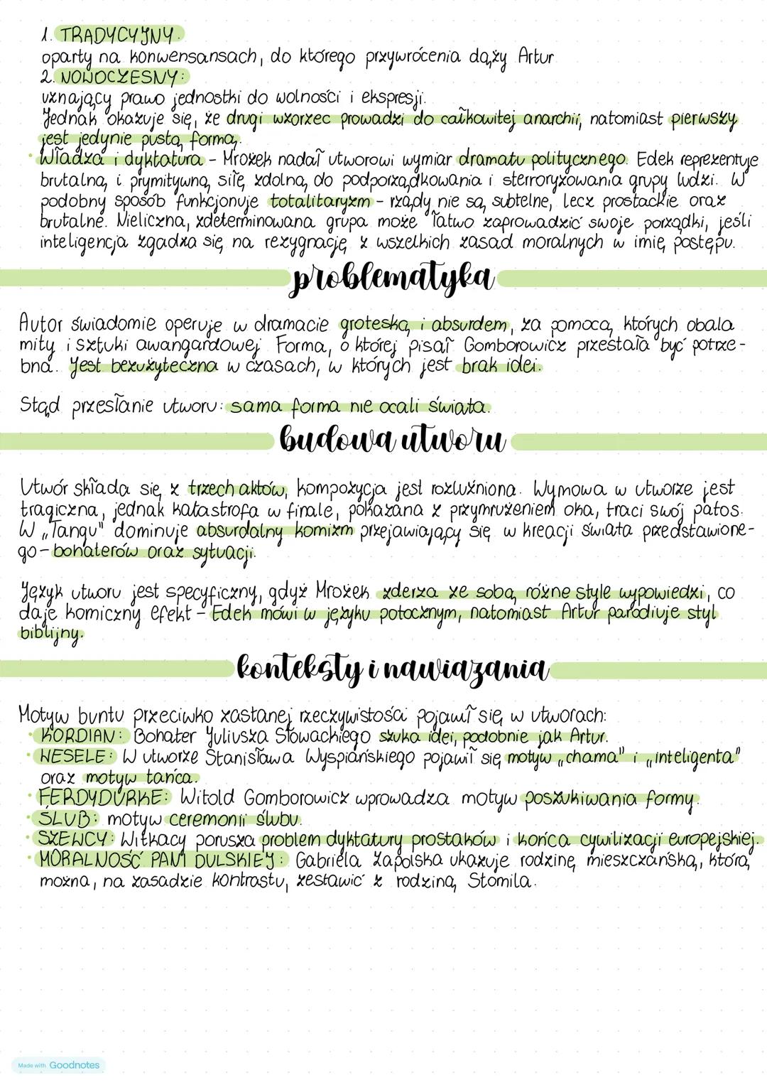 # Tango
Autor: Sławomir Mrożek
## geneza i znaczenie utworu
Utwór powstał w latach 60. XX w. i jest określany jako dramat. Polska byĩa
wt