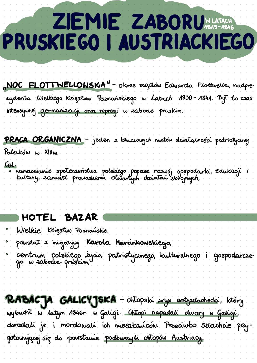 W LATACH
1815-1846
ZIEMIE ZABORU
PRUSKIEGO I AUSTRIACKIEGO
NOC FLOTTWELLOWSKA" - okres rządów Edwarda Flottwella, nadpre-
zydenta Wielkiego