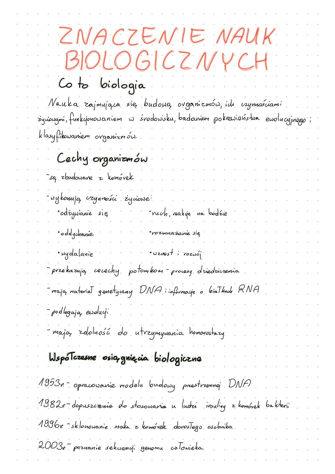 ZNACZENIE NAUK
BIOLOGICZN Y CH
Co to biologia
Nauka zajmująca się budową, organizmów, ich czymościami
życiowymi, funkcjonowaniem w środowisk