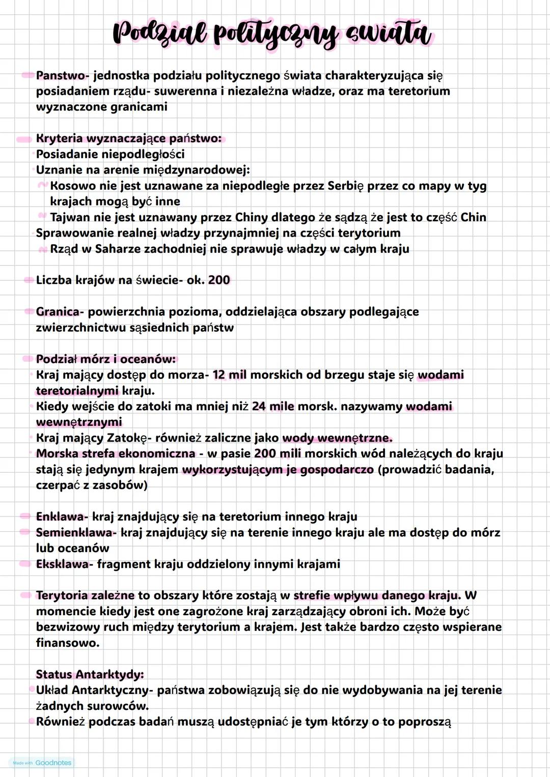 # Podzial polityczny swiata
Panstwo- jednostka podziału politycznego świata charakteryzująca się
posiadaniem rządu- suwerenna i niezależna