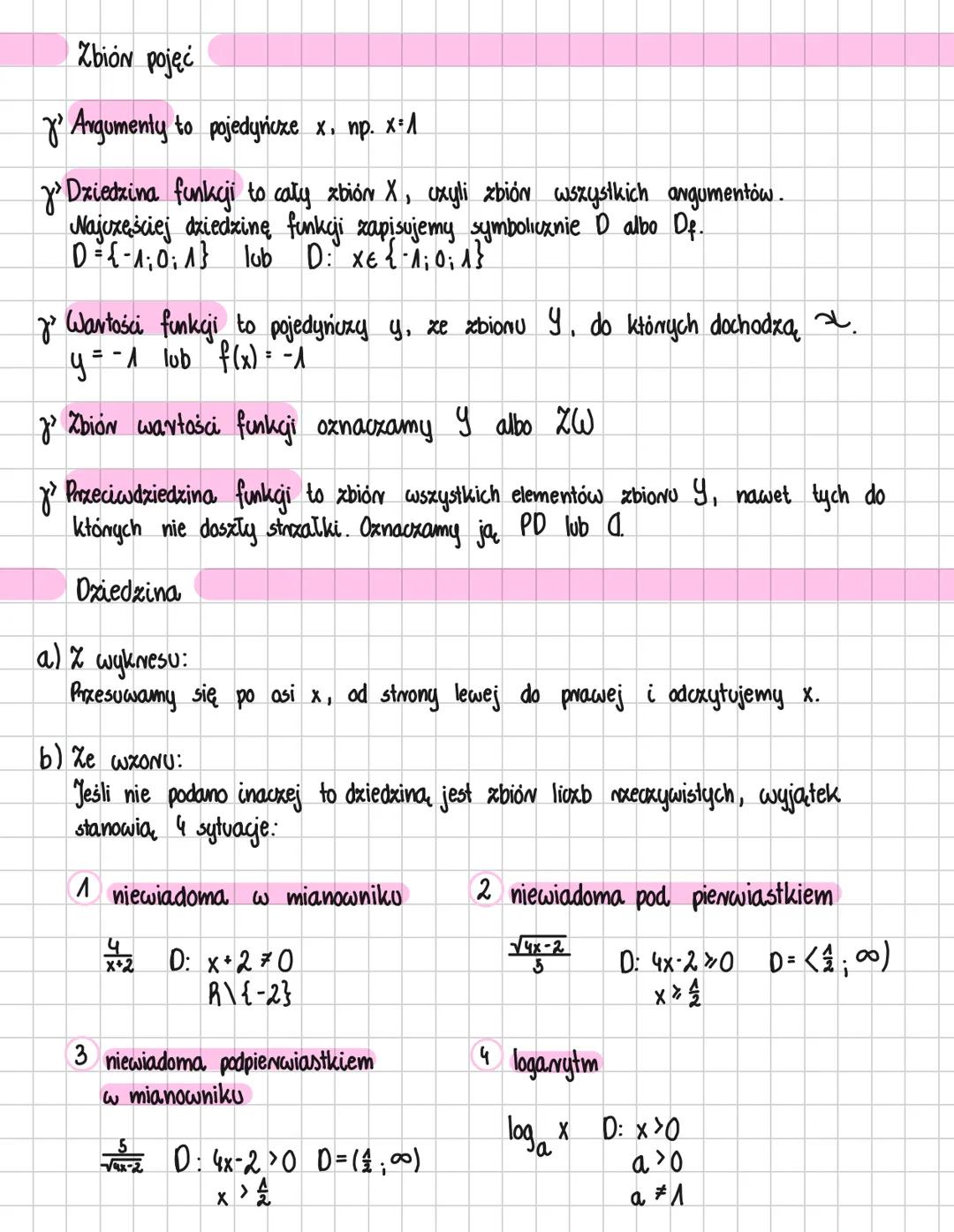# Funkcje
Co to jest funkcja?
γ' To przyporządkowanie, które każdemu elementowi ze zbionu X przyporządkowuje
dokładnie jeden element ze zb