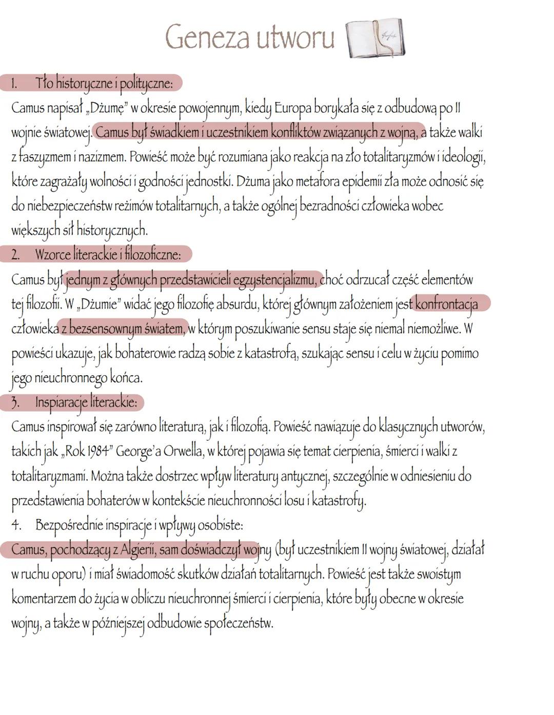 „Dżuma” Albert Camus # Problematyka
1. Egzystencjalizm i absurd
* Absurd ludzkiego życia: Camus ukazuje, jak ludzie stają wobec bezsensu