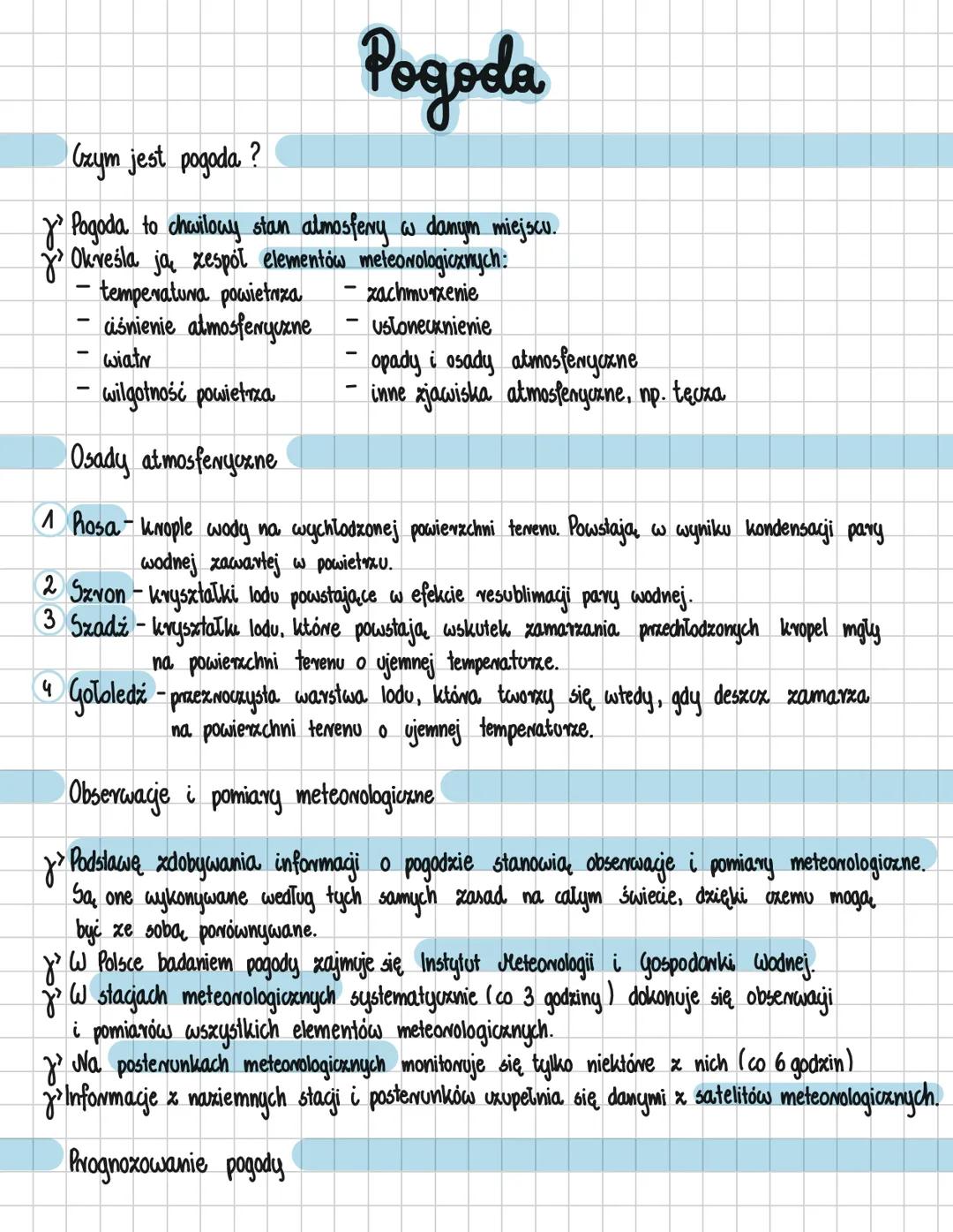 # Pogoda
Czym jest pogoda?
'Pogoda to chwilowy stan atmosfery w danym miejscu.
Określa ja zespól elementów meteorologicznych:
- temperatur