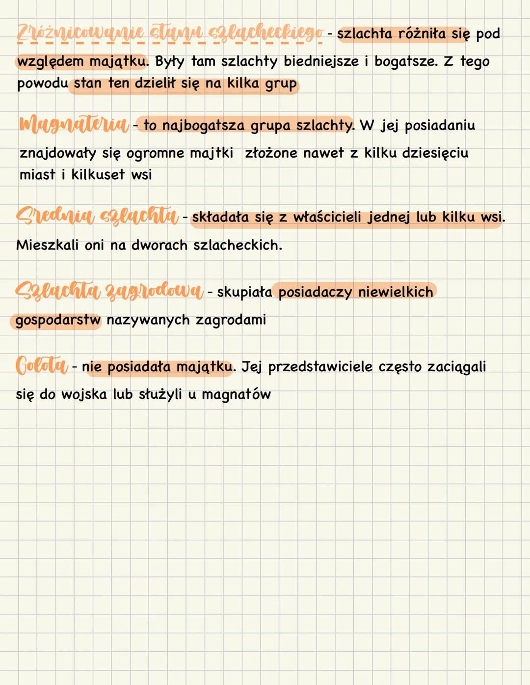 # Demokracja szlachecka
## Stan szlachecki
Szlachta to potomkowie rycerstwa które pod koniec XVw zajęło się
zarządzaniem swoim majątkami z