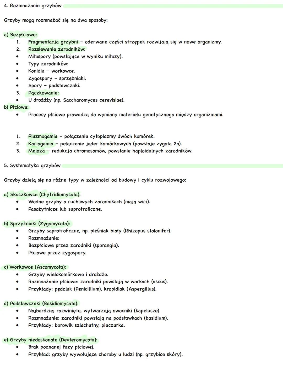 # GRZYBY
1. Charakterystyka ogólna grzybów
* Grzyby to organizmy eukariotyczne, głównie heterotroficzne (odżywiające się związkami organ