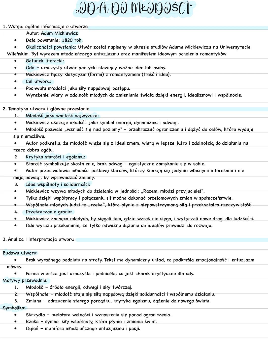 „ODA DO MŁODOŚCI” - Adam Mickiewicz