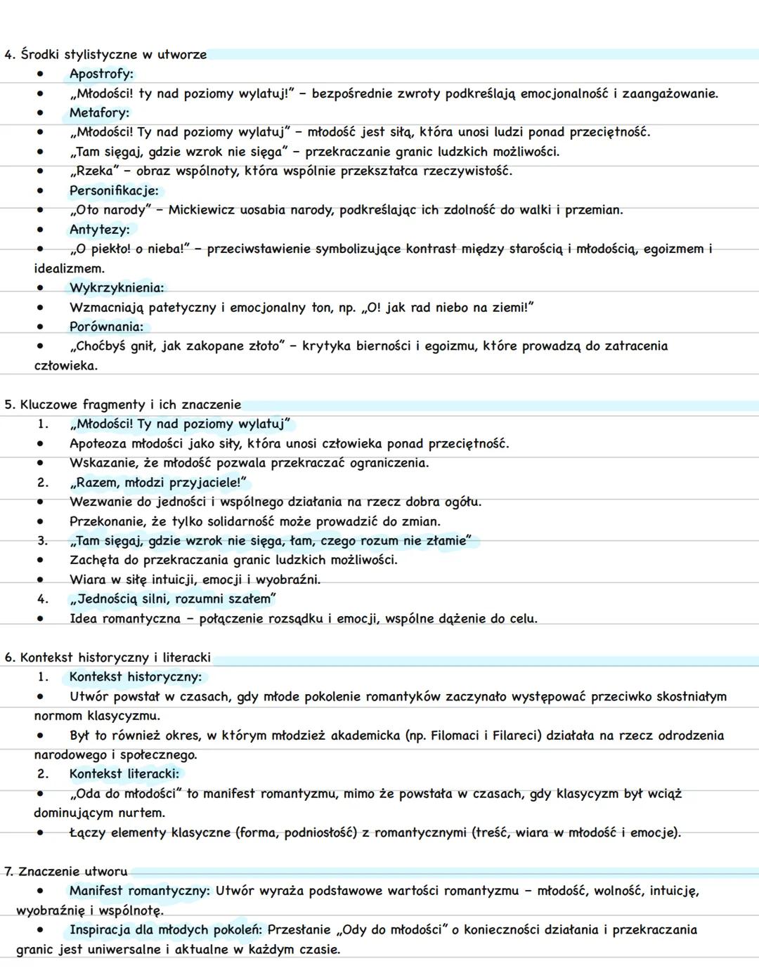 „ODA DI MŁODIŚCI
1. Wstęp: ogólne informacje o utworze
Autor: Adam Mickiewicz
• Data powstania: 1820 rok.
•
Okoliczności powstania: Utwór zo