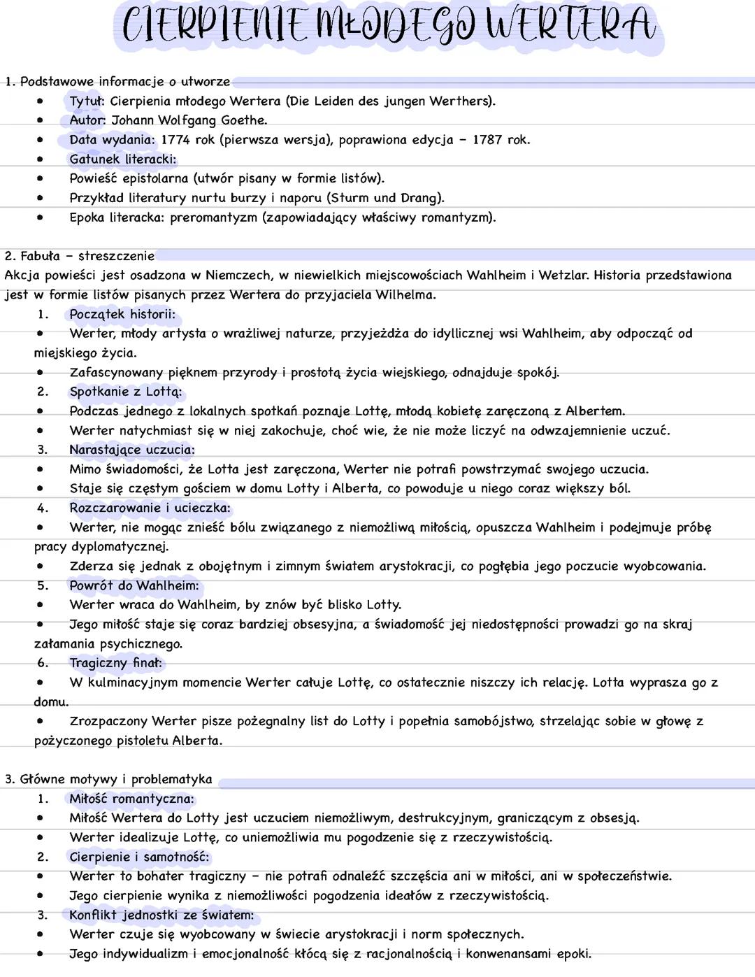 „CIERPIENIE MŁODEGO WERTERA” - Johann Wolfgang Goethe