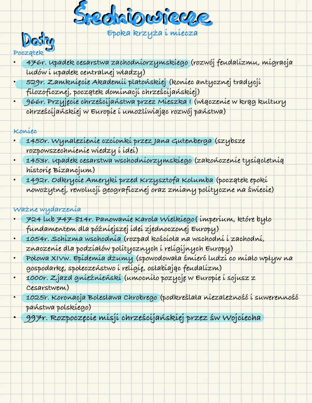 Średniowiecze klasa 1 poziom podstawowy