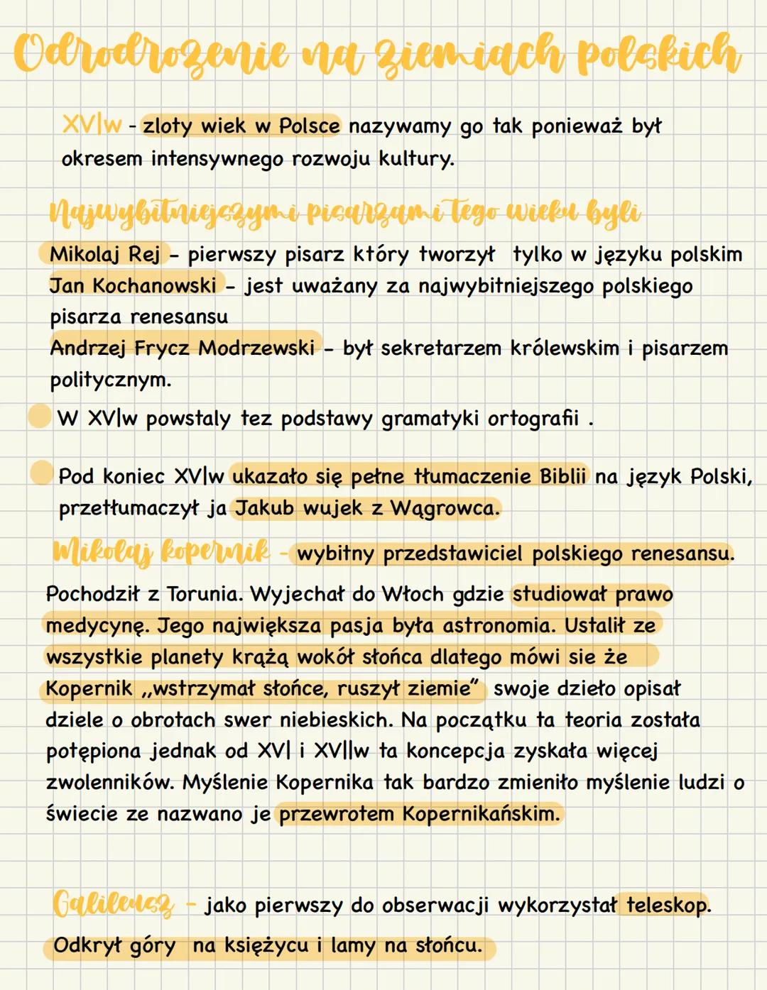 # Odrodrozenie na zien iach polskich
XVIw - zloty wiek w Polsce nazywamy go tak ponieważ był
okresem intensywnego rozwoju kultury.
## Najw