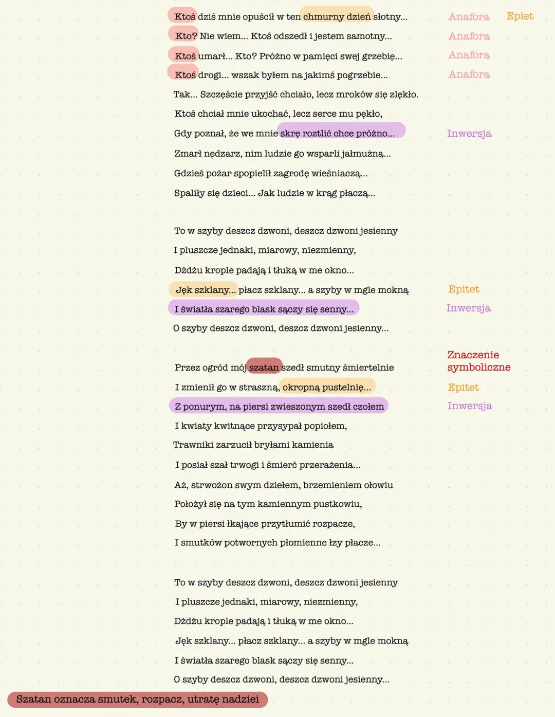 # Deszcz jesienny
Leopold Staff
O szyby deszcz dzwoni, deszcz dzwoni jesienny
I pluszcze jednaki, miarowy, niezmienny,
Dżdżu krople padają