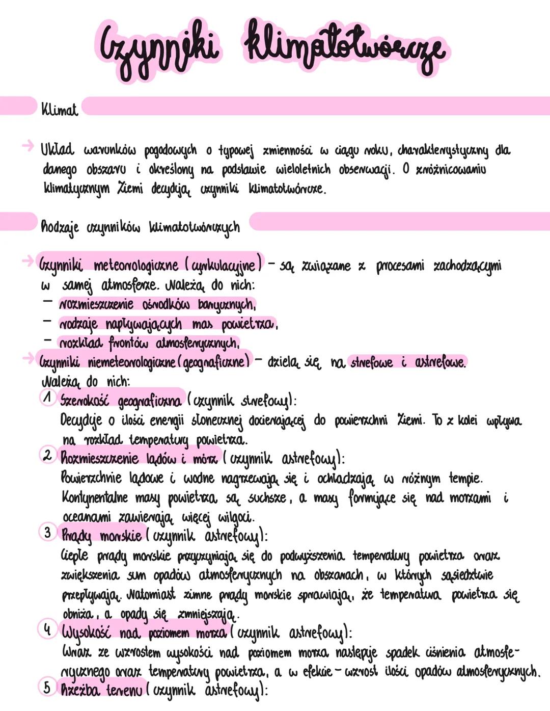 # Czynniki klimatotwórcze
Klimat
Układ warunków pogodowych o typowej zmienności w ciągu roku, charakterystyczny dla
danego obszaru i okreś