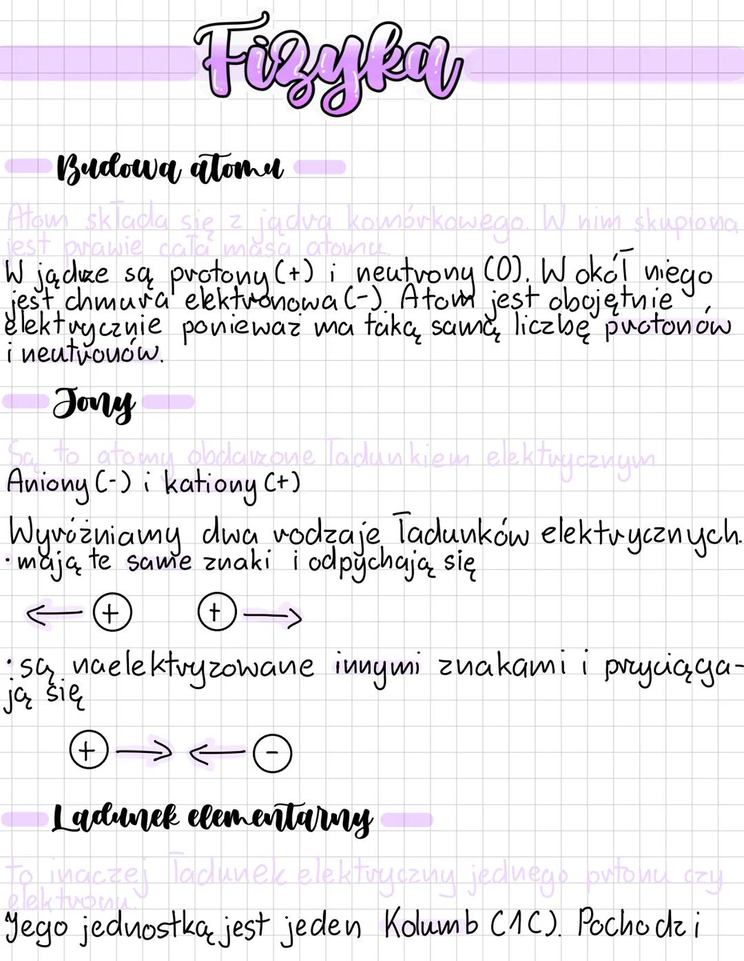 # Fizyka
## Budowa atomu
Atom skład
jest prawie
się z jądva komórkowego. W nim skupiona
masa atomu
W jądze są protony (+) i neutrony (O).