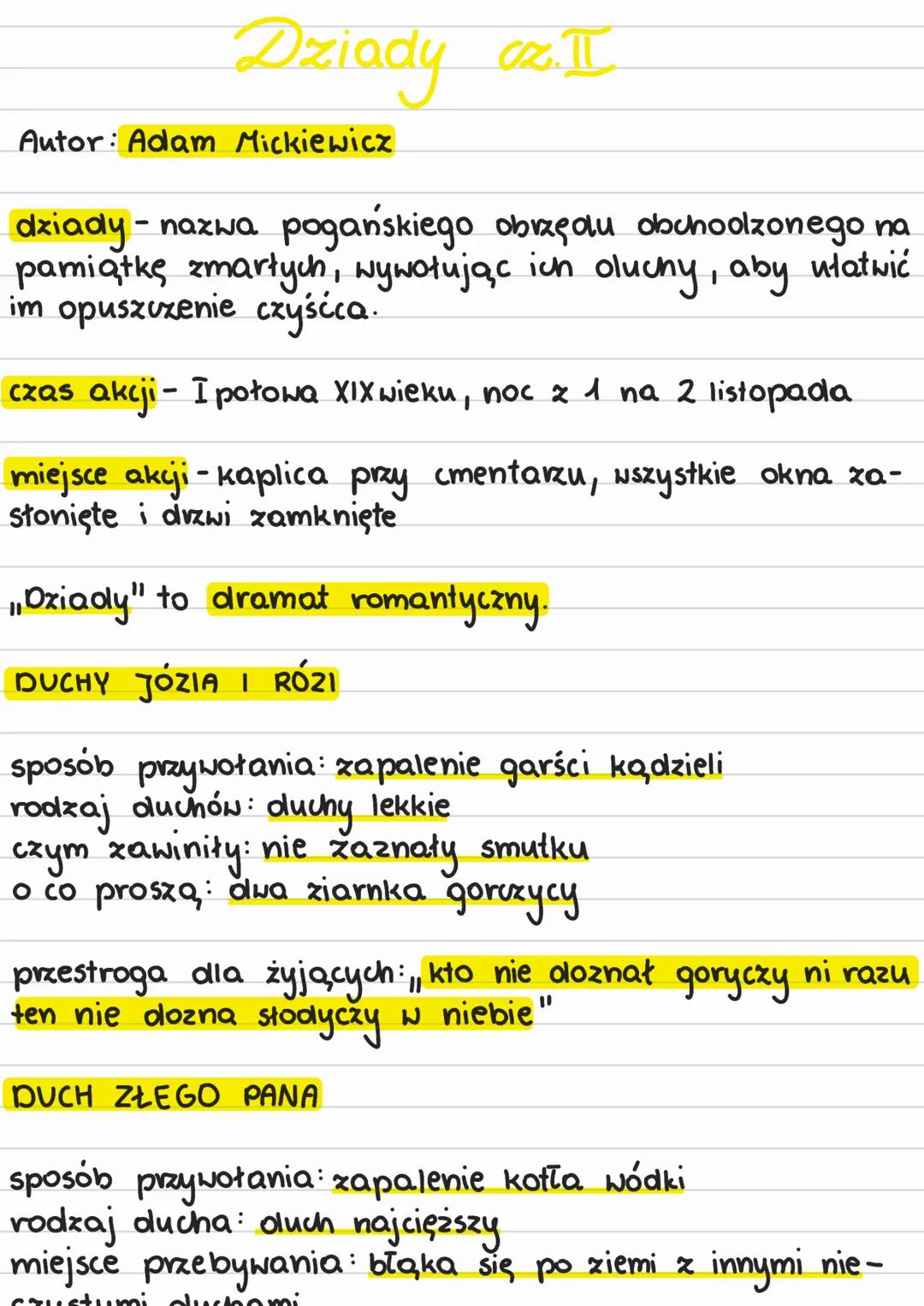 # Dziady oz.Ⅱ
Autor: Adam Mickiewicz
dziady - nazwa pogańskiego obrzędu obchoolzonego na
pamiątkę zmarłych, wywołując ich oluchy, aby ułat