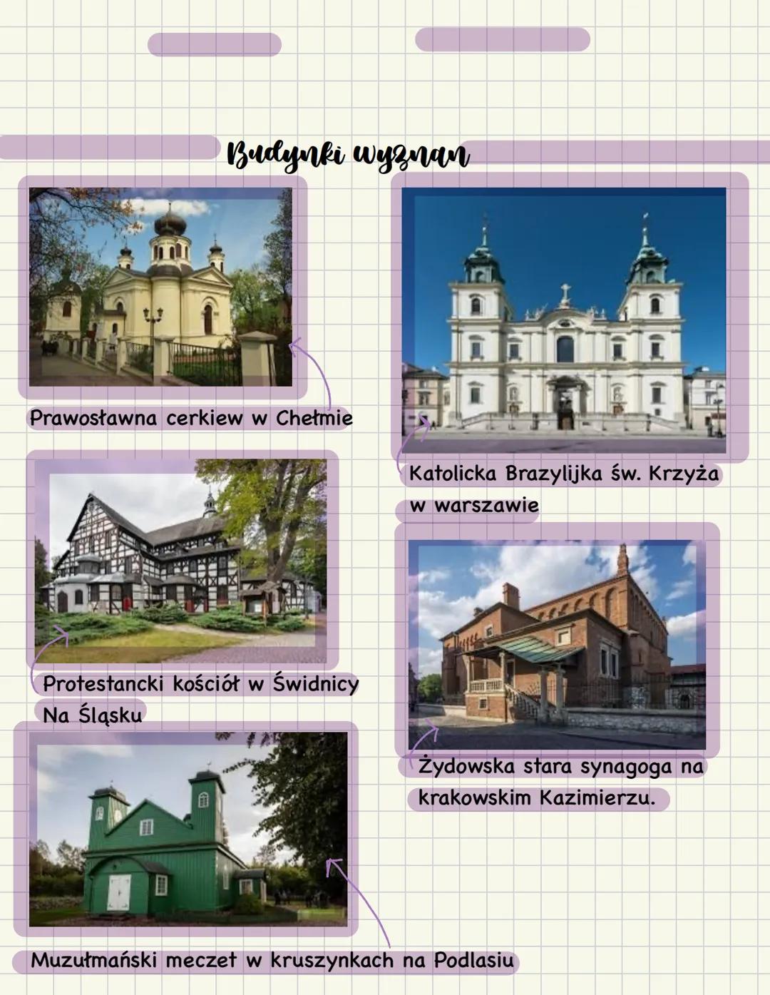 # „panstwo bez stosów”
## Wyznania
Katolicyzm Prawosławie Judaizm Islam
Luteranizm Kalwinizm
Tolerancja religijna - wolność wyznania i p