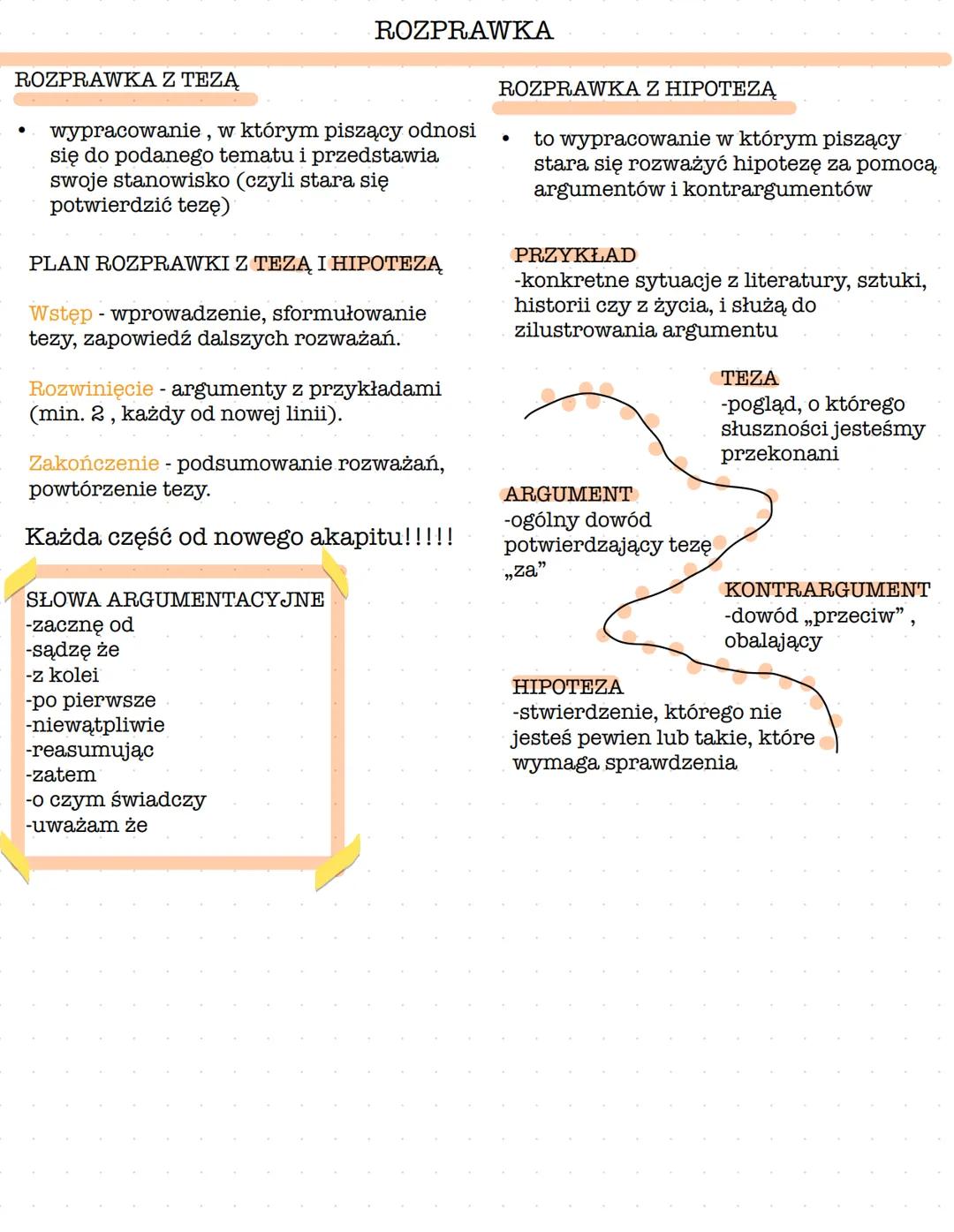 # ROZPRAWKA
ROZPRAWKA Z TEZĄ
* wypracowanie, w którym piszący odnosi
się do podanego tematu i przedstawia
swoje stanowisko (czyl