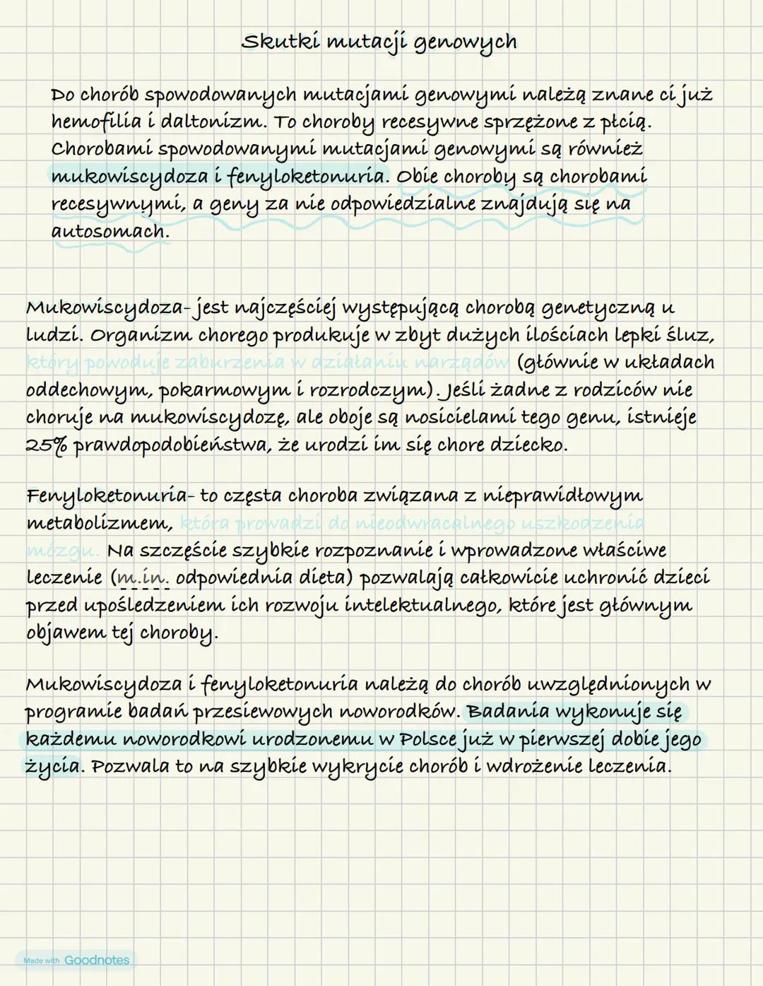 Mutacje genetyczne
Rodzaje mutacji
Mutacja to nagła, trwała, losowa zmiana w materiale genetycznym.
Organizm dysponuje mechanizmami naprawia