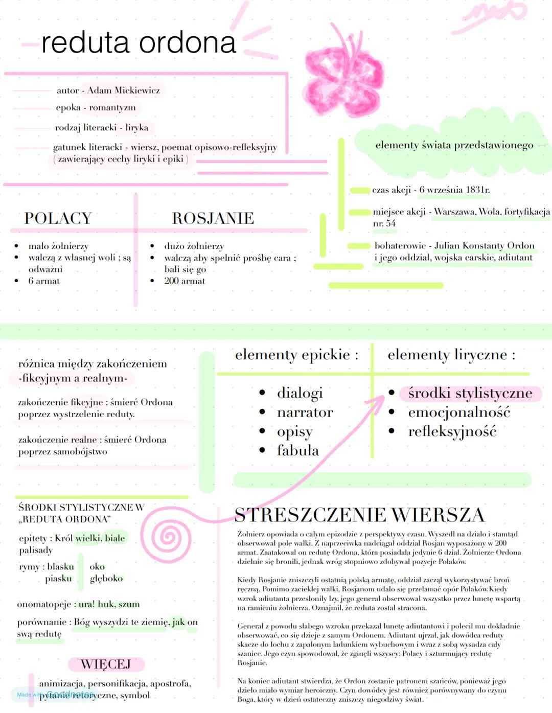 # reduta ordona
autor Adam Mickiewicz
epoka romantyzm
rodzaj literacki - liryka
gatunek literacki - wiersz, poemat opisowo-refleksyjny
(