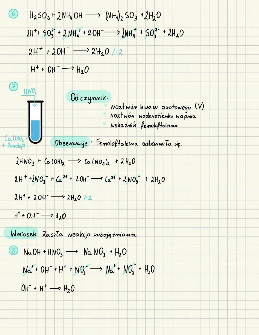 Reakcje
Zobojętniania
to weakcje chemiczne zachodzące między kwasami i zasadami, które prowadzą do powstania
soli i wody. Polega na łączeniu