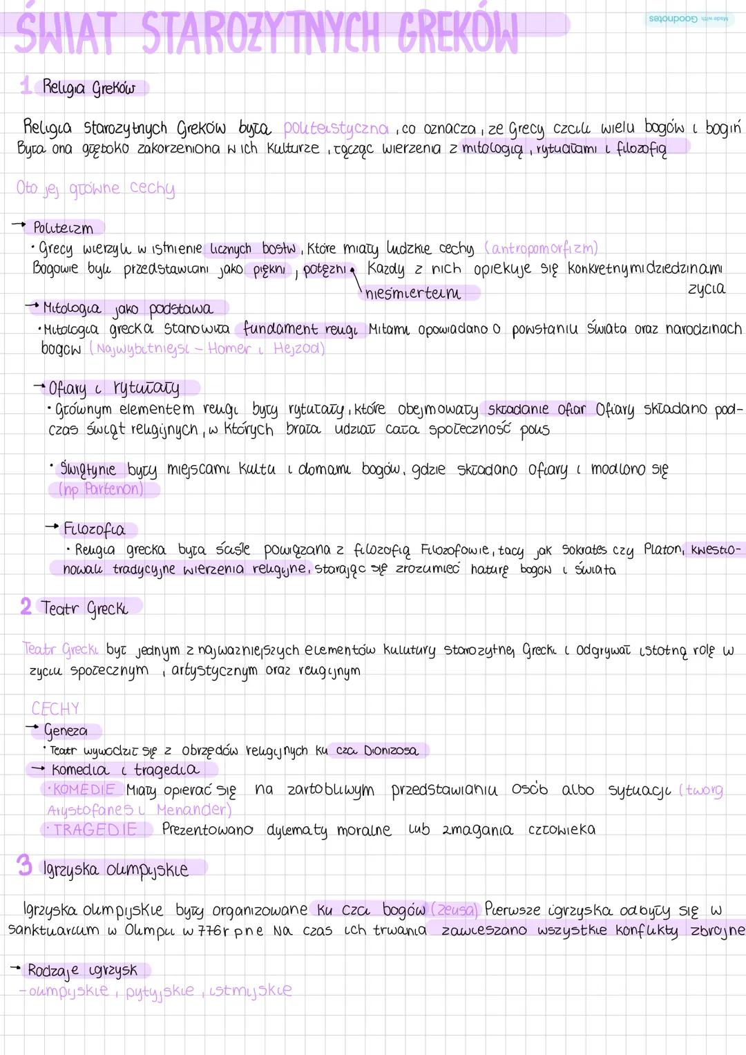 SWIAT STAROZYTNYCH GREKOW
Religia Greków
saloupo05 чам време
Religia starozytnych Greków była politeistyczna, co oznacza, ze grecy czcilu wi