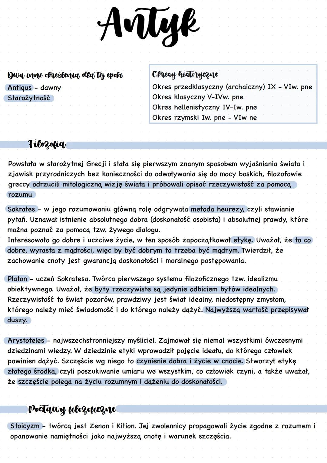 # Antyk
## Dwa inne określenia dla tej epoki
- Antiqus dawny
- Starożytność
## Okresy historyczne
- Okres przedklasyczny (archaiczny) IX -