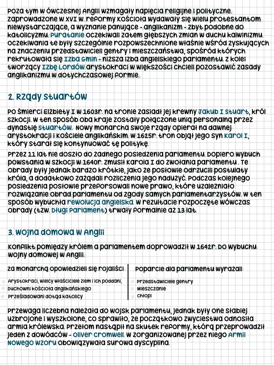 Europa w XVII wieku
Rewolucja angielska i monarchia parlamentarna
Daty:
1640r.- Obrady krótkiego parlamentu
1640-1653r-parlament długi
1642-