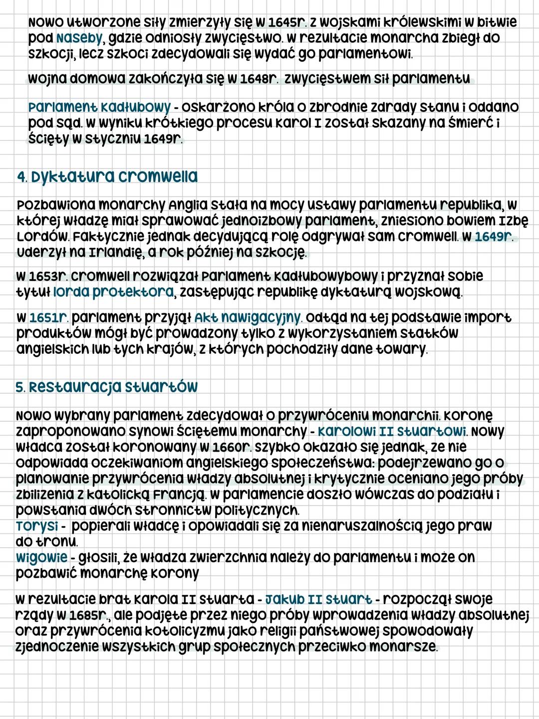 Europa w XVII wieku
Rewolucja angielska i monarchia parlamentarna
Daty:
1640r.- Obrady krótkiego parlamentu
1640-1653r-parlament długi
1642-