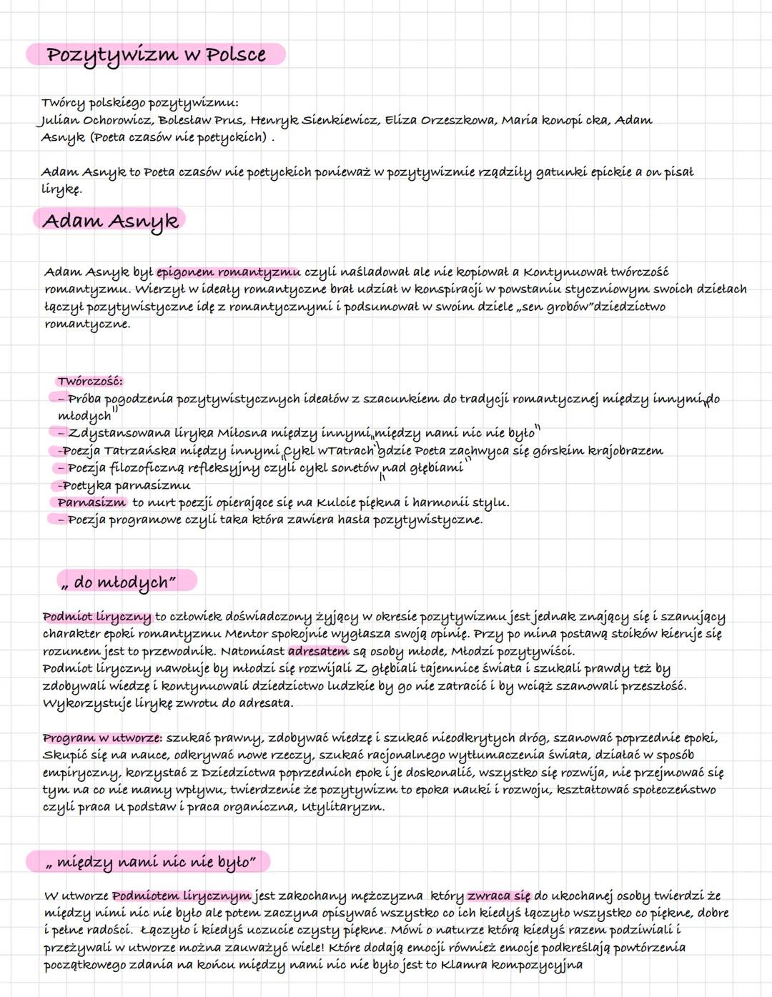 # Pozytywizm
Pozytywizm to optymizm i wiara w postęp rozwój nauki i polepszenie warunków życia społeczeństwa
Pozytywizm obejmuje prądy tak