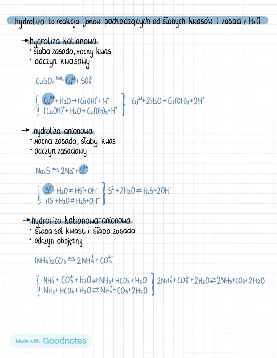 # REAKCJE W RO2TWORACH WODNYCH
Reakcje odwracalne
➡mozliwość przekształcenia się
substratów w produkty
→ substraty produkty
nie ma 100%