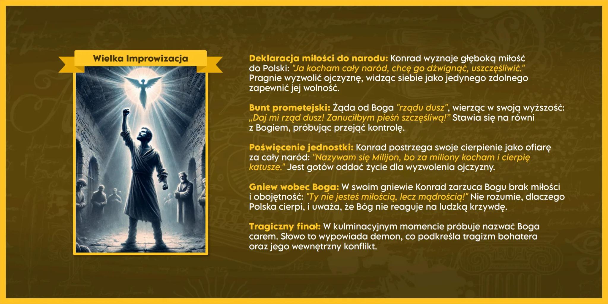 --- OCR Start ---
Mesjanizm
Prometeizm
Definicja: Prometeizm wywodzi się z mitu o Prometeuszu, który wykradł bogom ogień, aby podarować go l