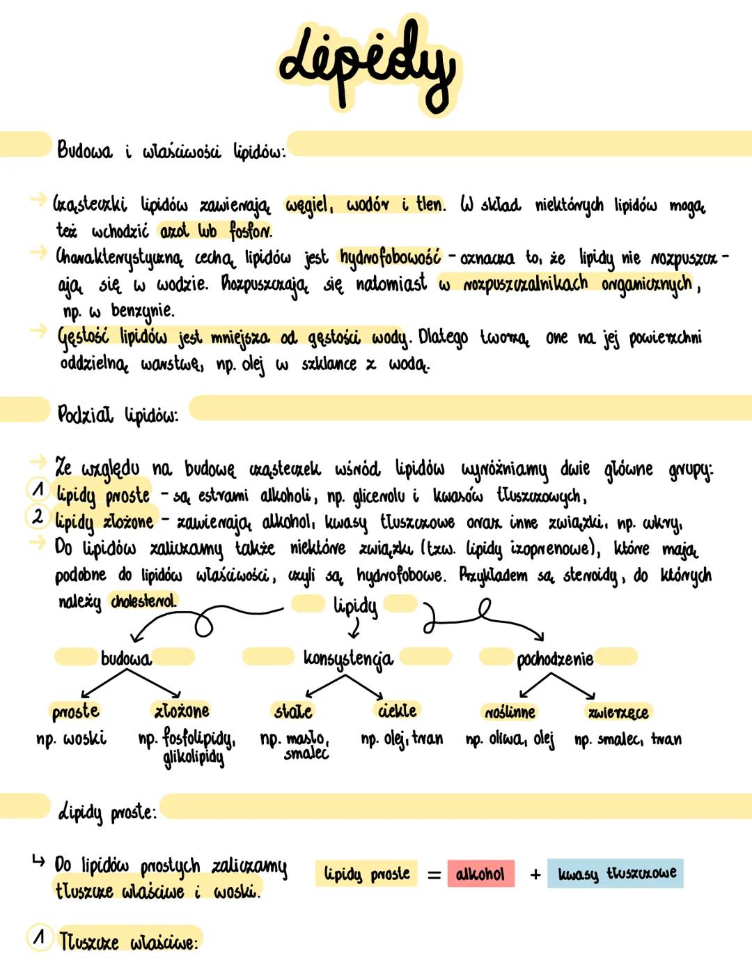 # Lépėdy
Budowa i właściwości lipidów:
Cząsteczki lipidów zawierają węgiel, wodór i tlen. W skład niektórych lipidów moga
też wchodzić azo