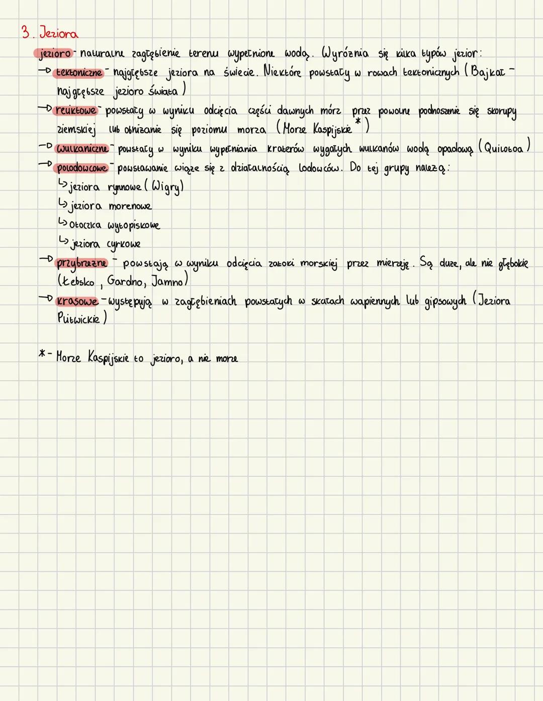 # WODY POWIERZCHNIOWE
Do podstawowych form wód powierzchniowych należą rzeki i jeziora.
1. System rzeczny i dorzecze
rzeka - woda, która po