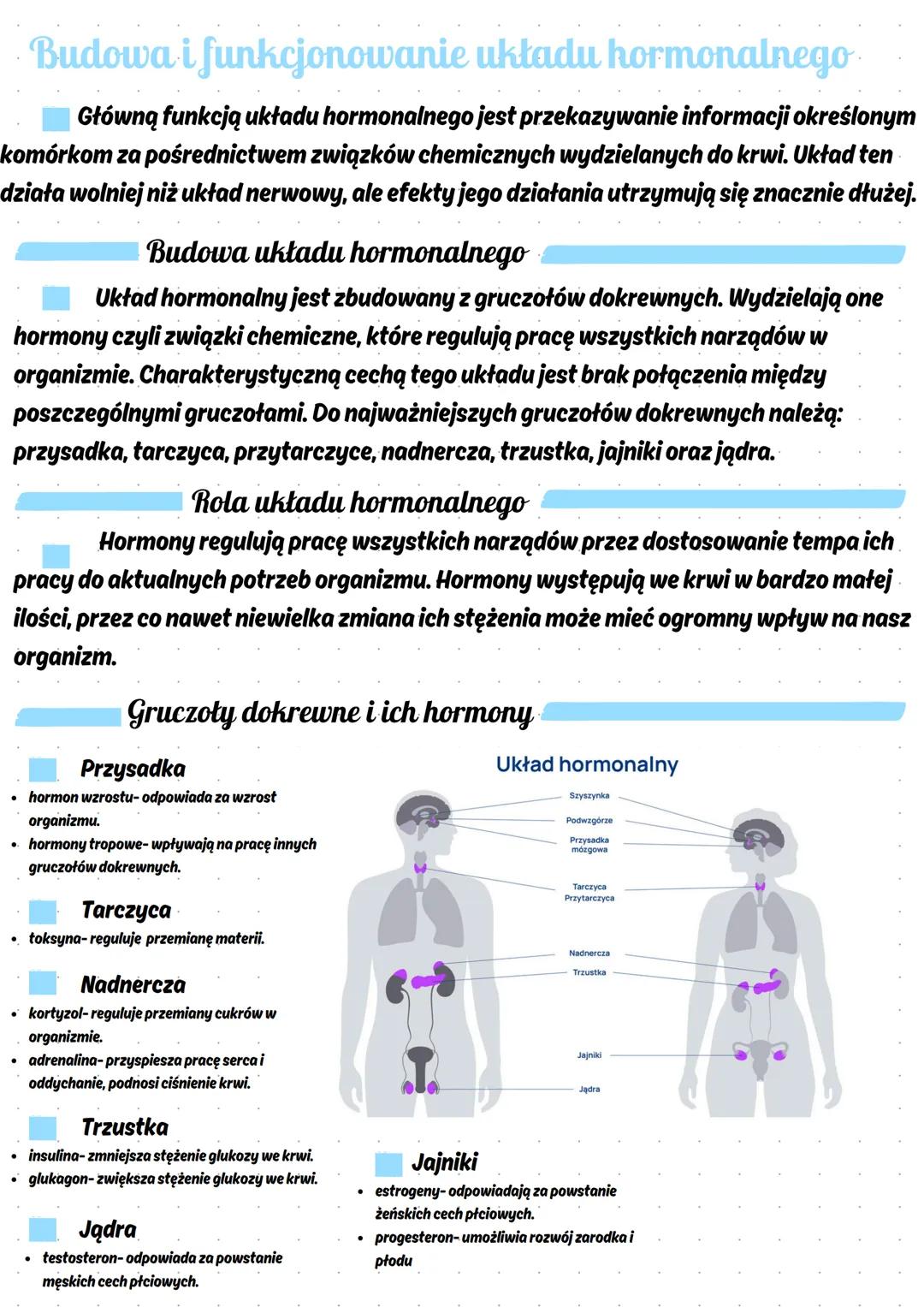 --- OCR Start ---
Budowa i funkcjonowanie układu hormonalnego
Główną funkcją układu hormonalnego jest przekazywanie informacji określonym
ko