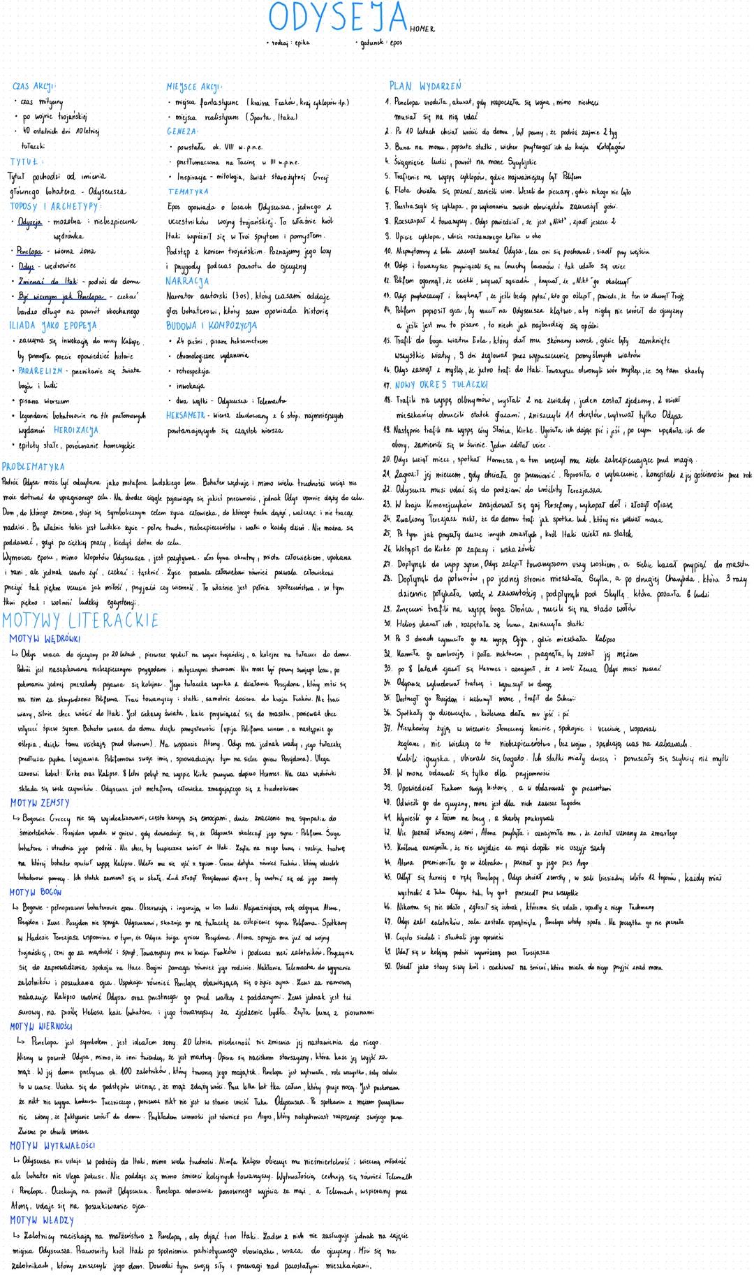 # ODYSEJA
- rodzaj: epika
- gatunek: epos
CZAS AKCJI
- po wojnie trojańskiej
- 10 lat tułaczki
- 10 ostatnich dni w Odysei
TYTUŁ
Tytuł po