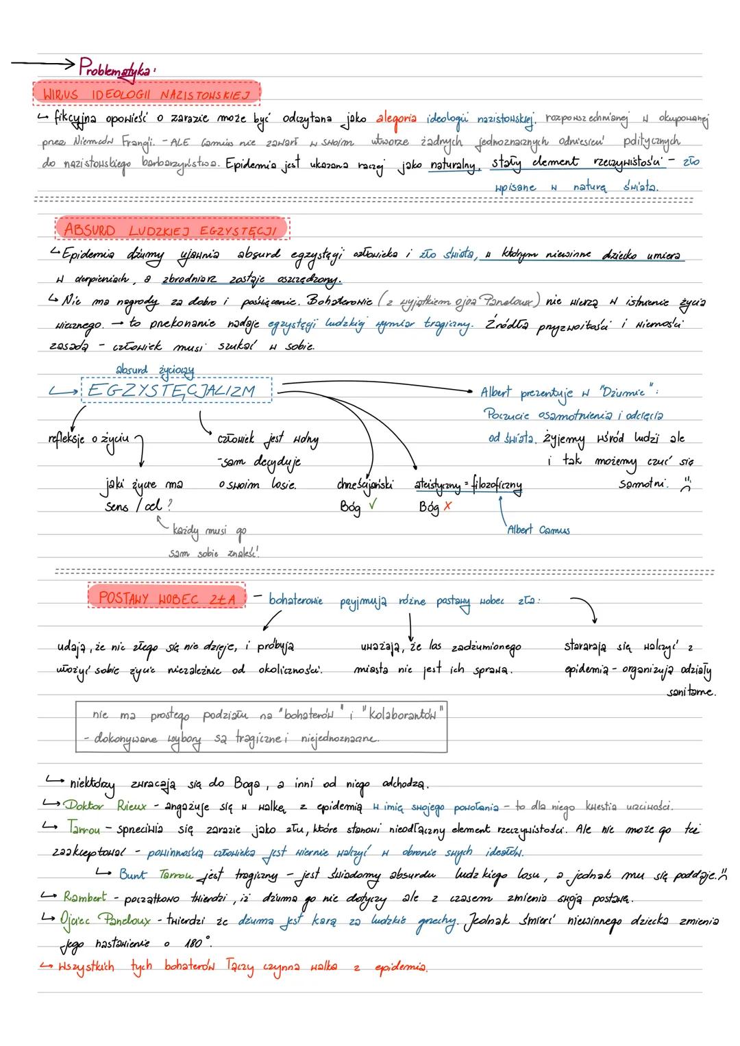 →Tresd:
1. Pierusze oznaki:
1. Znalezienie martuego szczura prez doktora Bernarda Rieux.
+ wyjechania zony Rieux do Europy do sanatorium
2.
