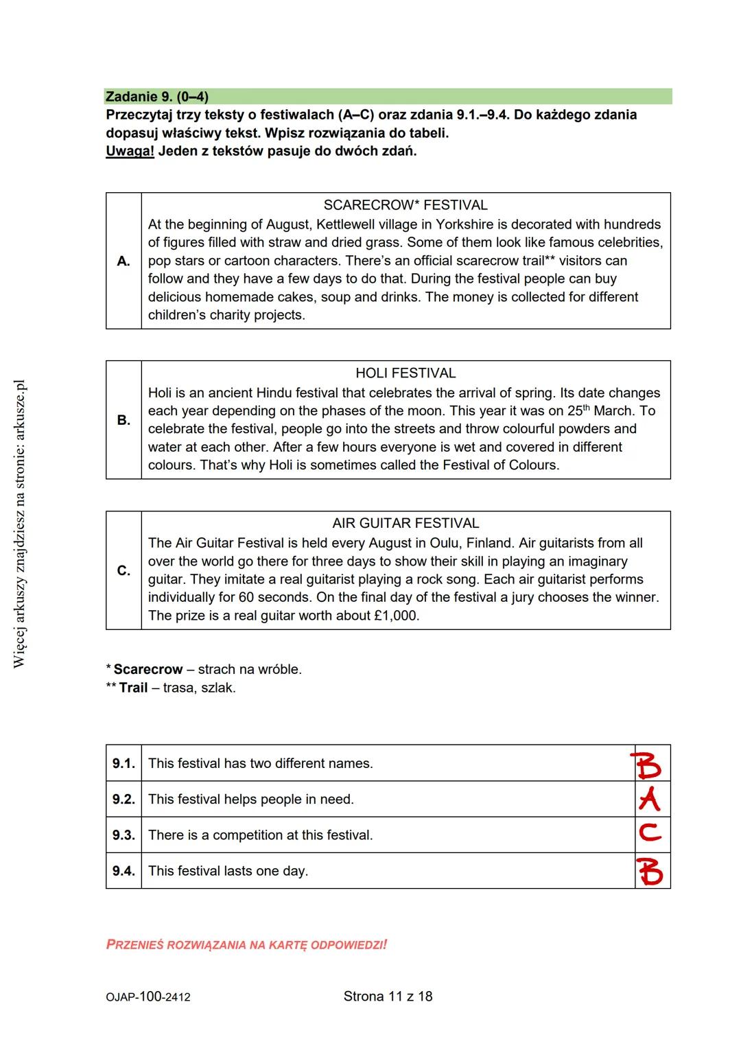 --- OCR Start ---
Więcej arkuszy znajdziesz na stronie: arkusze.pl
CENTRALNA
KOMISJA
EGZAMINACYJNA
WYPEŁNIA UCZEŃ
KOD UCZNIA
PESEL
Arkusz za