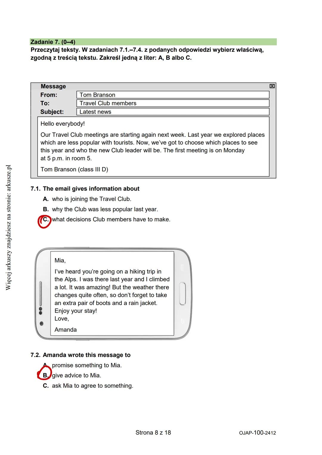 --- OCR Start ---
Więcej arkuszy znajdziesz na stronie: arkusze.pl
CENTRALNA
KOMISJA
EGZAMINACYJNA
WYPEŁNIA UCZEŃ
KOD UCZNIA
PESEL
Arkusz za