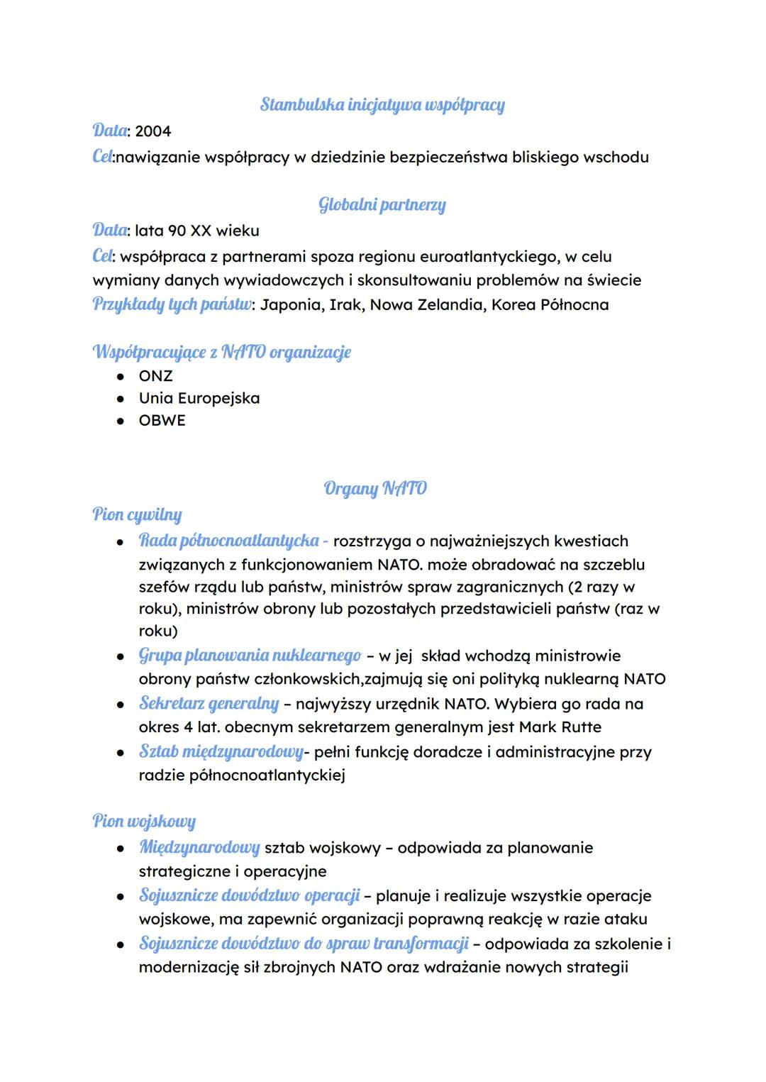 NATO
NATO-organizacja paktu północnoatlantyckiego
Data utworzenia: 1949 r.
Siedziba: Bruksela
Państwa członkowskie - 30
| Państwa założ