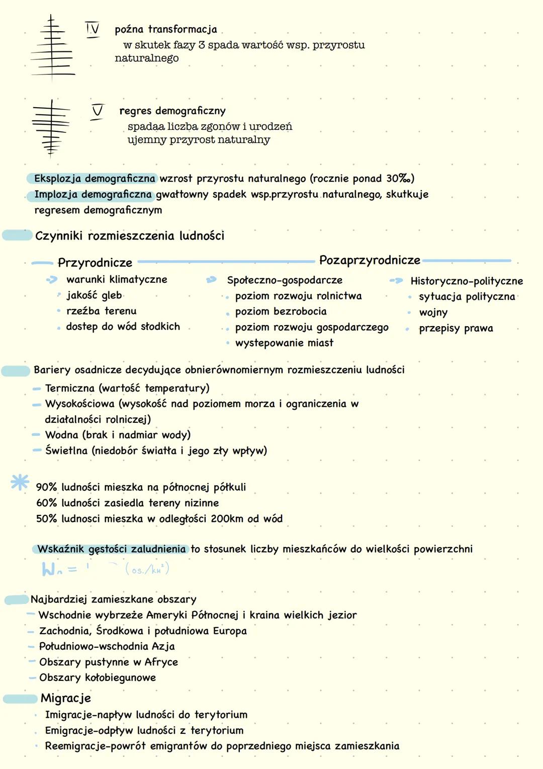 # ludności i osodnictwo
## Przyczyny
* Wzrostu
* rewolucja neolityczna (powstanie stałych osad)
* rewolucja przemysłowa
