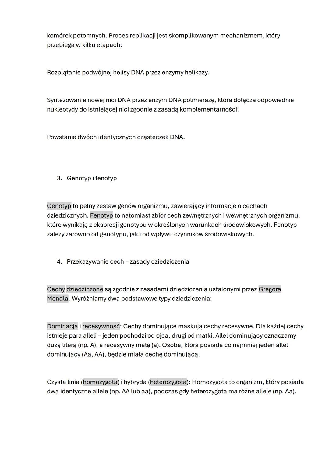 Genetyka - Notatka z biologii
Wprowadzenie do genetyki
Genetyka to dział biologii, który zajmuje się badaniem dziedziczenia cech organizmó